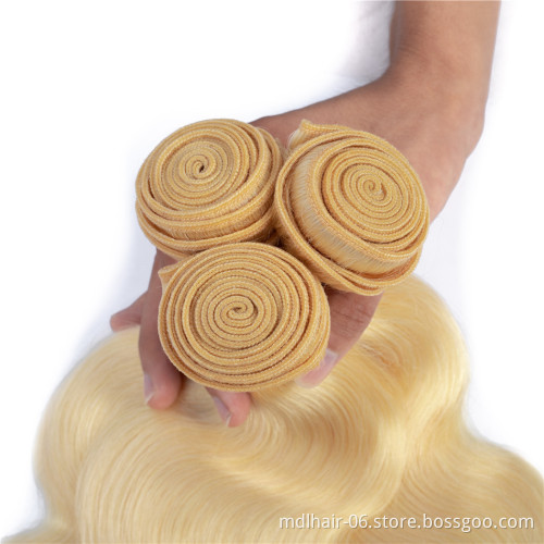 Wholesale Blonde 613 Hair Bundles Pre Colored Cuticle Aligned Virgin Donor 613 Blonde Raw Indian Human Hair Extension Body Wave
